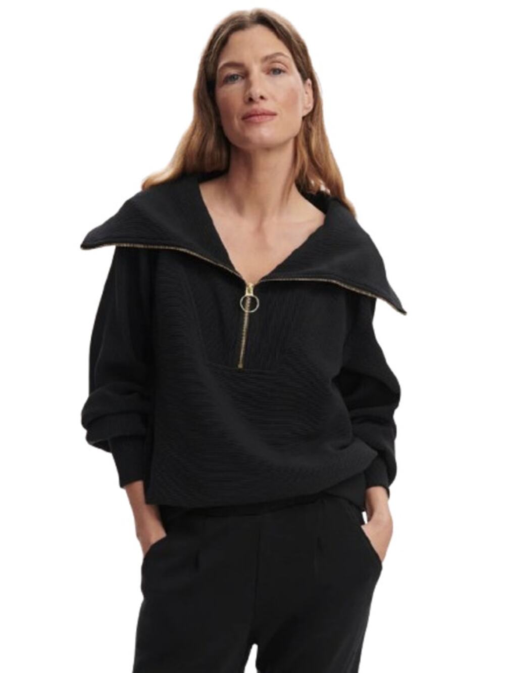 VARLEY Women's Vine Ottoman Half Zip Pullover Small Black Sweatshirt NWOT